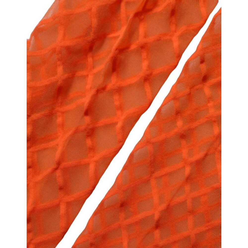 Dolce & Gabbana Orange Nylon Fishnet Pantyhose Stockings Women's Socks